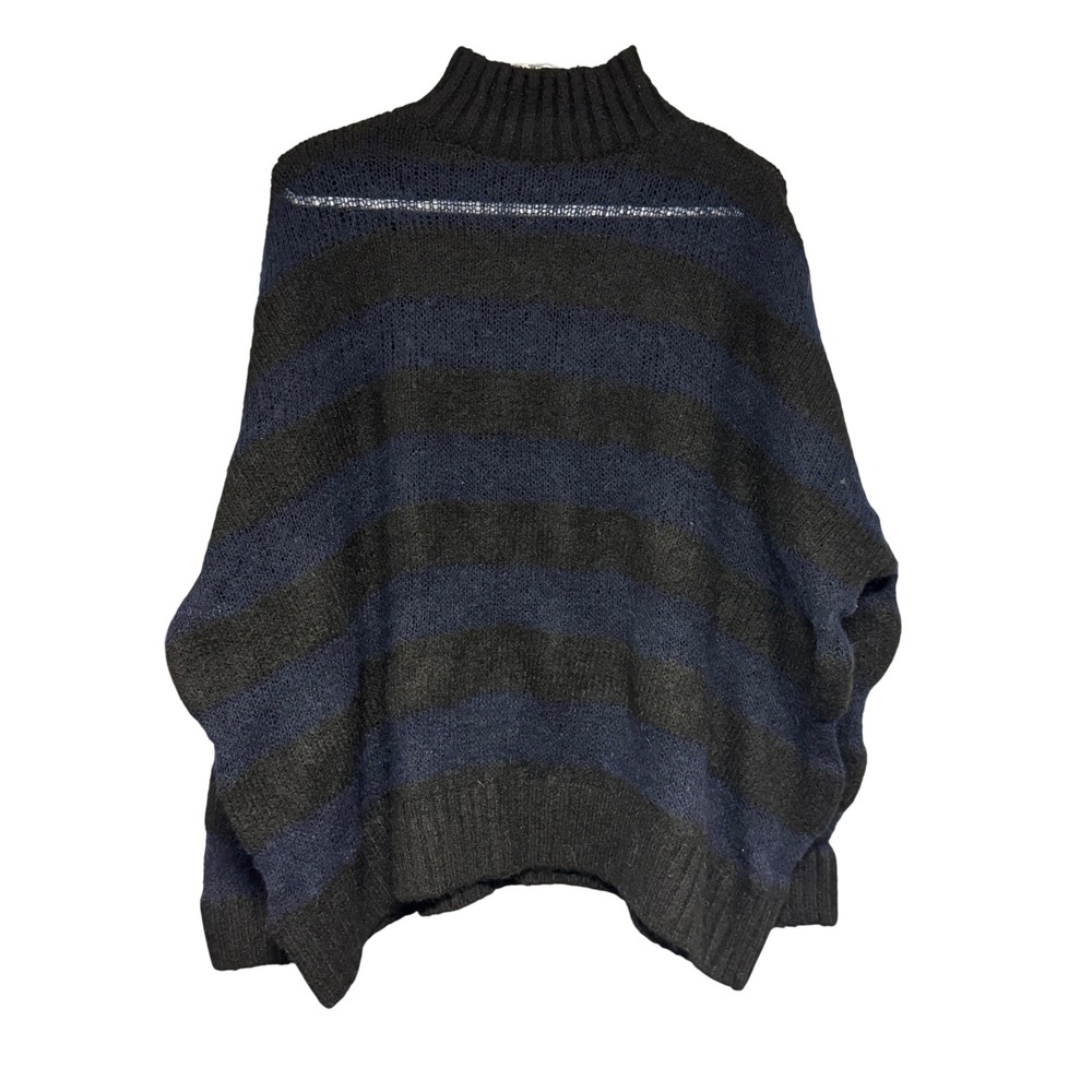 ZARA Striped Mock Neck Oversized Knit Sweater Wool/ Alpaca Blend Women's Size M